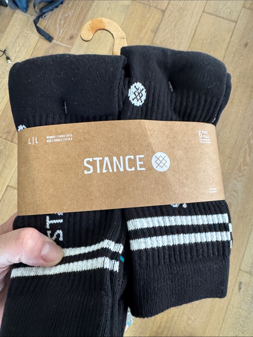Stance Black Crew Athletic Socks with White Stripe - 6 Pack